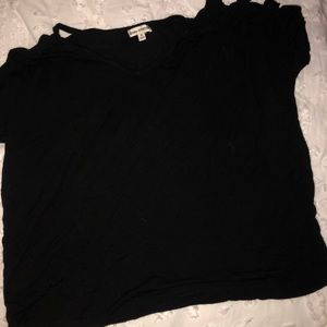 black cold accent shoulder top